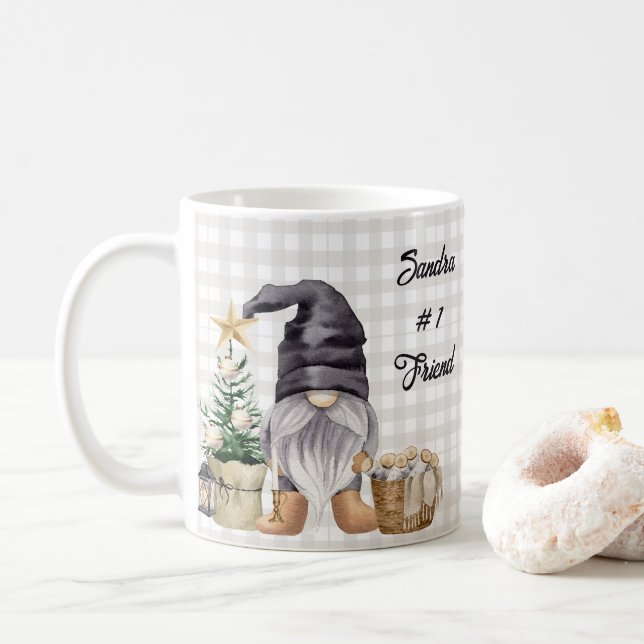 Mug Joyeux Noël Aquarelle Ferme Gnome (Avec donut)