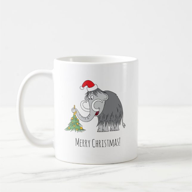 Mug Joyeux Noël Arbre mignon Mammoth Santa Hat (Gauche)