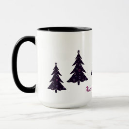 Mug Joyeux Noël, arbre silhouette, bulles arc-en-ciel