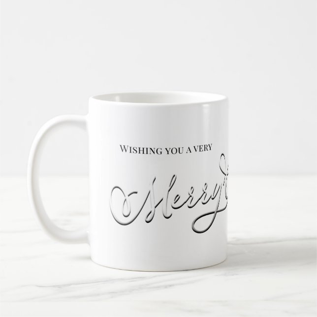 Mug Joyeux Noël Calligraphie Argent Simple Script  (Gauche)