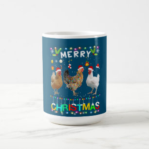 Mug Joyeux Noël Chicken Chemise Santa Hat Lumières Xma