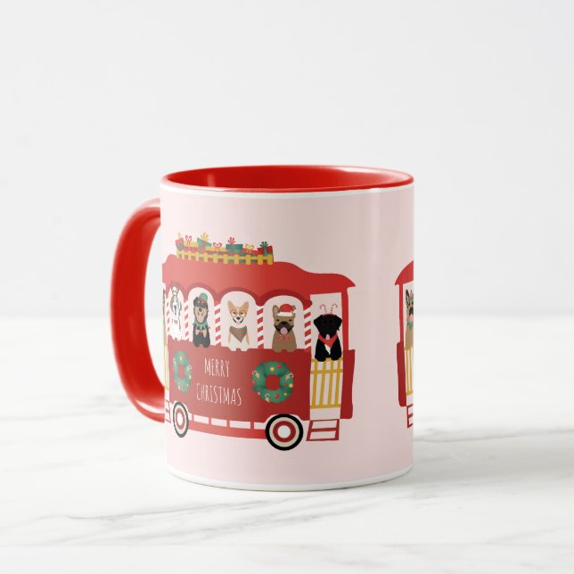 Mug Joyeux Noël Chiens de vacances Trolly (Devant gauche)