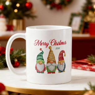 Mug Joyeux Noël coloré Aquarelle Jardin Gnomes