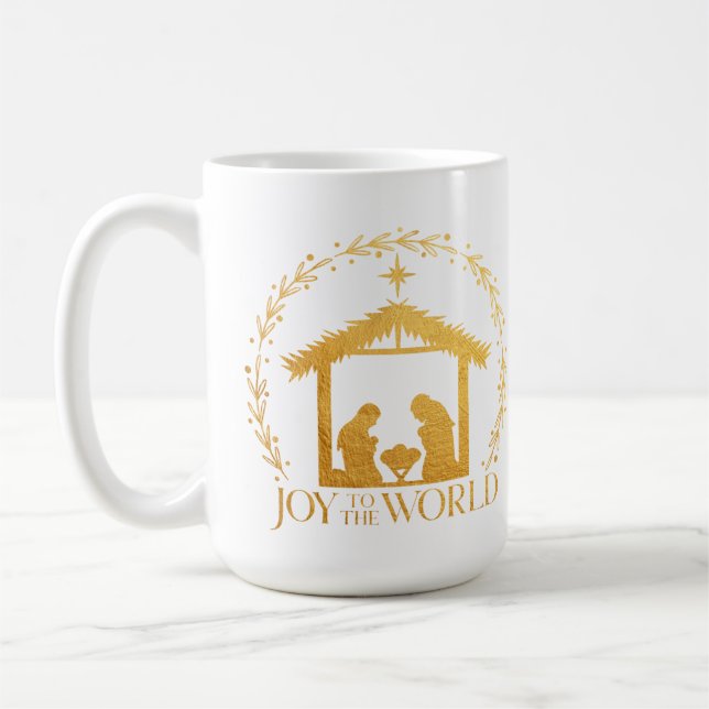Mug Joyeux Noël de la Nativité de l'or du monde (Gauche)