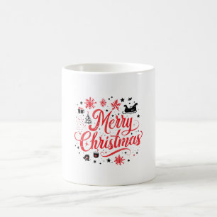Mug Joyeux Noël Design moderne   Rouge et blanc