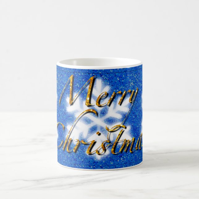 Mug Joyeux Noël, doré étincelant flocon de neige (Centre)