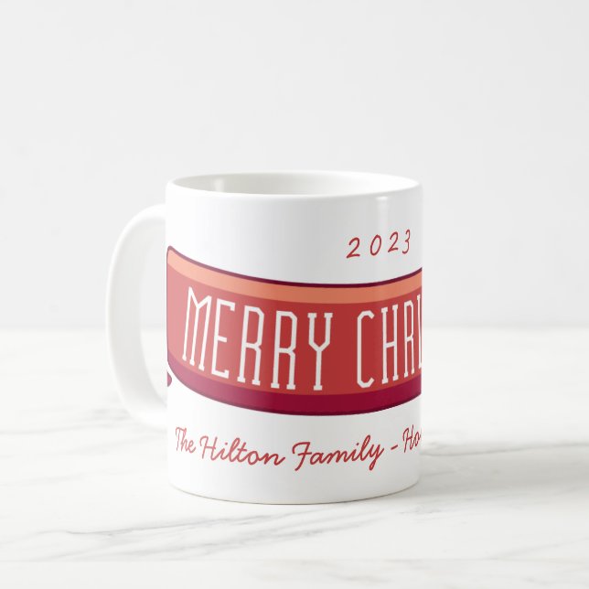 Mug Joyeux Noël Écharpe Bannière (Devant gauche)