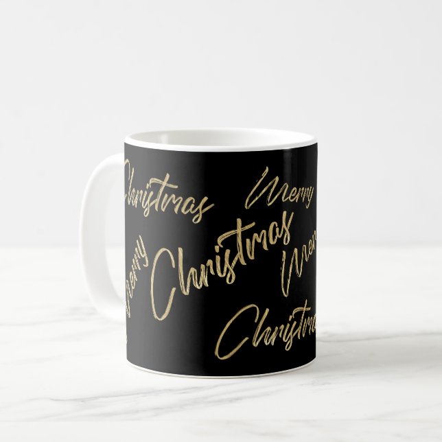 Mug Joyeux Noël Faux Gold Foil et Black (Devant gauche)