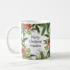 Mug Joyeux Noël Grand-mère Rouge Green Festive Holly