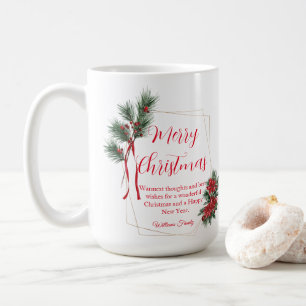 Mug joyeux noël hiver verdure fleurie rouge vert