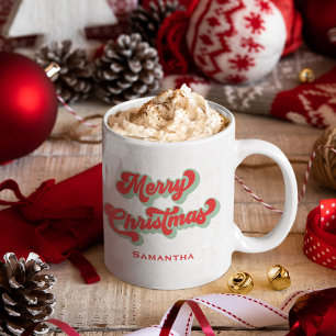 Mug Joyeux Noël jolie Typographie rétro Personnalisée