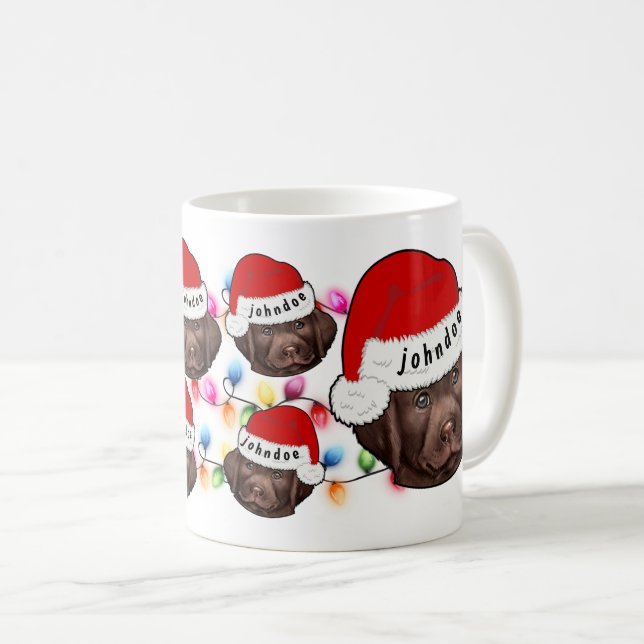Mug Joyeux Noël Labrador Retriever Santa Hat Cute (Devant droit)