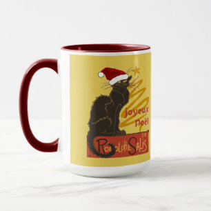 Mug Joyeux Noël Le Chat Noir Avec Arbre Doré Stylisé