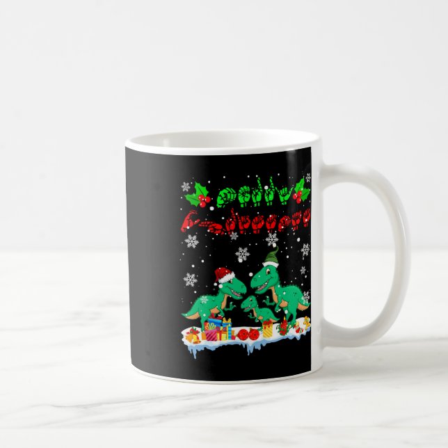 Mug Joyeux Noël mignon Xmas T-rex Asl Langue des Signe (Droite)
