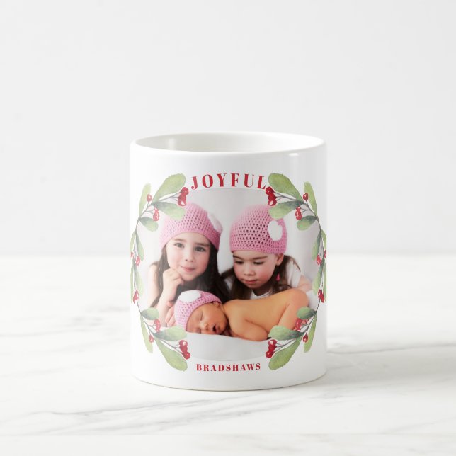 Mug Joyeux Noël Mistletoe photo de jour férié (Centre)