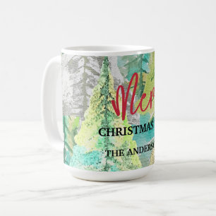 Mug Joyeux Noël moderne Abstrait hiver aquarelle
