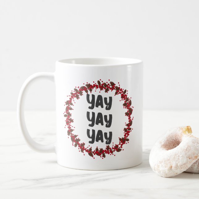 Mug Joyeux Noël moderne Wreath Mercredi Jour Jour de J (Avec donut)