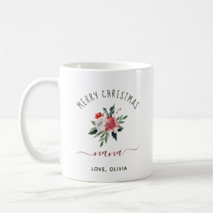 Mug Joyeux Noël Nana Jolie aquarelle florale