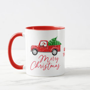 Mug Joyeux Noël Père Noël Camion rouge Vintage