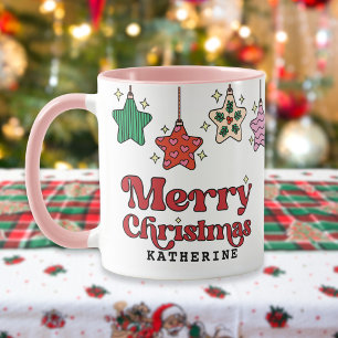 Mug Joyeux Noël Retro Star Ornements personnalisés