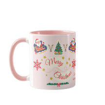 Joyeux Noël rose personnalisé Père Noël Sleigh