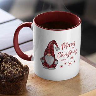 Mug Joyeux Noël Rustique Gnome en Red Buffalo Plaid