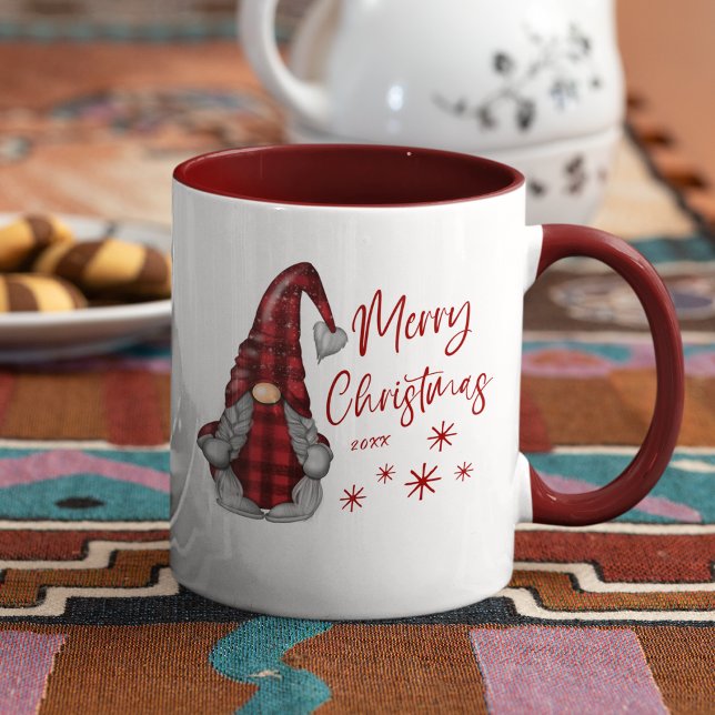 Mug Joyeux Noël Rustique Gnome en Red Buffalo Plaid (Several colors to choose from.)