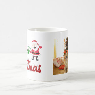 Mug Joyeux Noël Santa Claus rouge vert script photo