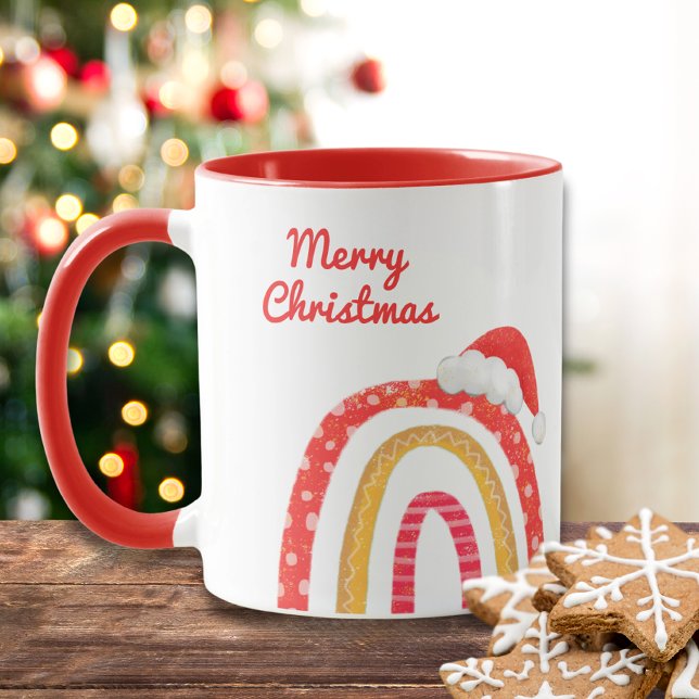 Mug Joyeux Noël Santa Hat Arc-en-ciel Vacances moderne (Créateur téléchargé)