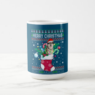 Mug Joyeux Noël Sibérien Husky Chien Dans Sock Drôle