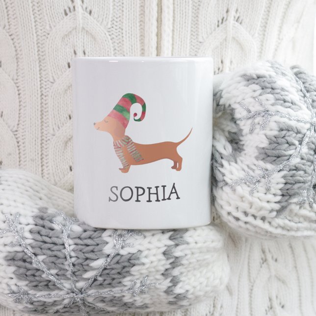 Mug Joyeux Noël Simple moderne Dachshund Chien (Merry Christmas Simple Modern Dachshund Dog Coffee Mug
)