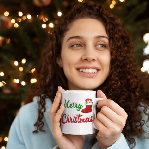 Mug Joyeux Noël Stocker rouge vert demi-script