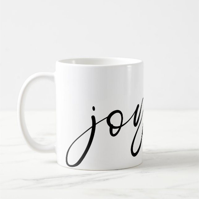 Mug Joyeux Noir Nom de calligraphie Blanc (Gauche)