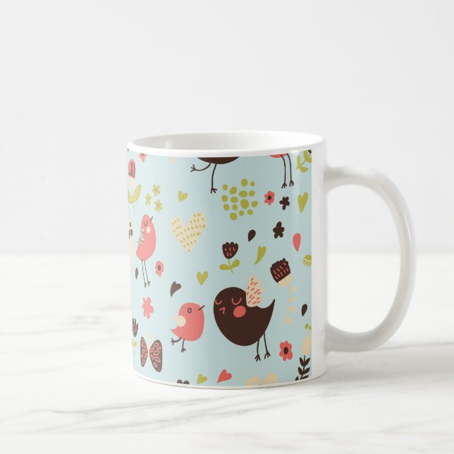 Mug Joyeux oiseaux dans les champs de fleurs (Droite)