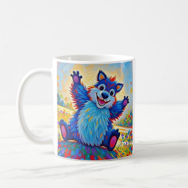 Mug Joyeux ours drôle Abstrait joli art animal (Gauche)
