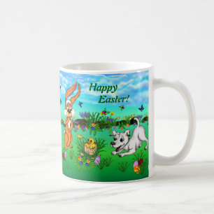 Mug Joyeux Pâques ! Lapin, poussin et chiot