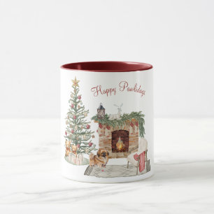 Mug Joyeux Pawlidays Chien Design - Pekingese