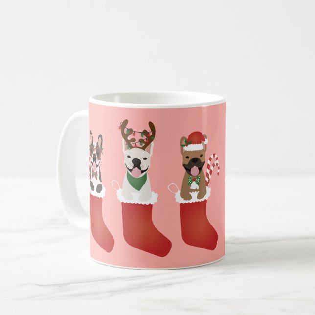 Mug Joyeux Pawlidays Français Bulldogs Noël Stocking (Devant gauche)