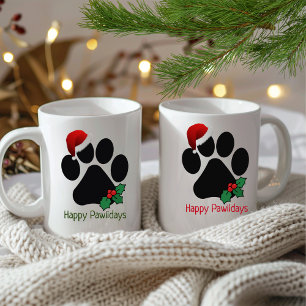 Mug Joyeux Pawlidays Fun Père Noël Empreinte de patte