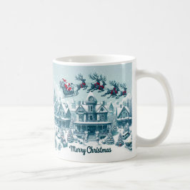 Mug Joyeux Père Noël de Noël sur son bleu nuit