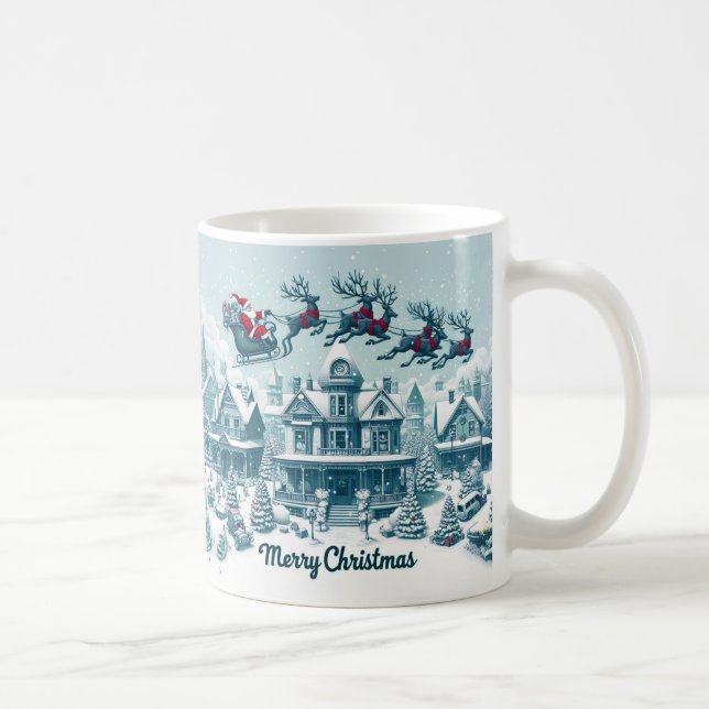Mug Joyeux Père Noël de Noël sur son bleu nuit (Droite)