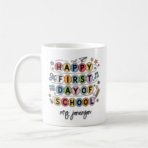 Mug Joyeux Premier Jour d'École Nom Personnalisé