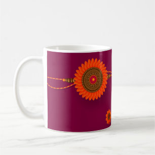 Mug Joyeux Raksha Bandhan, orange, magenta