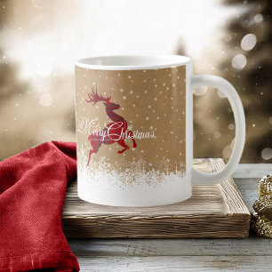 Mug Joyeux rennes de Noël Tartan Rouge/Kraft ID590