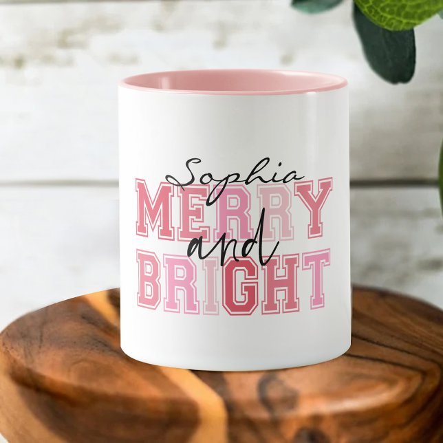 Mug Joyeux Rose Et Bright Typographie Super Noël (Créateur téléchargé)