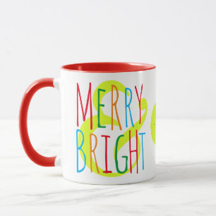Mug Joyeux & Rouge clair, Vert Bleu Typographie Vacanc
