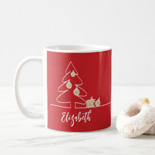 Mug Joyeux sapin de Noël en rouge
