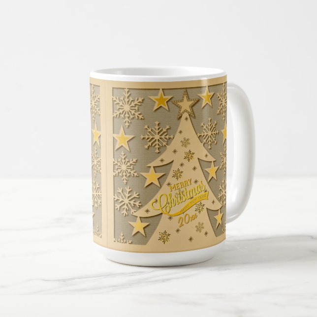 Mug Joyeux sapin de Noël, flocon de neige et silhouett (Devant droit)