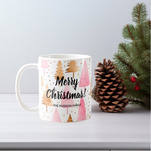 Mug Joyeux sapin rose or Noël (Créateur téléchargé)