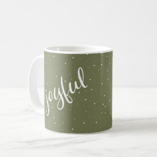 Mug Joyeux Script Flocon de neige Olive Green Holiday